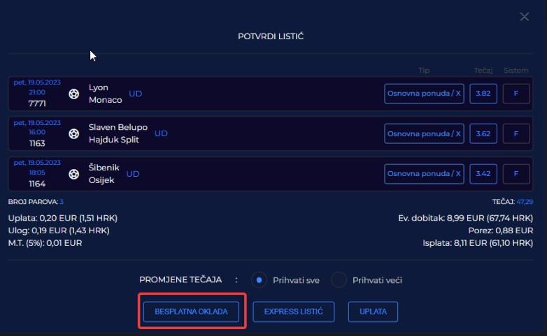Admiral kladionica Free Bet desktop