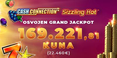 Osvojen Grand Jackpot u Cash Connection™ - Sizzling Hot™