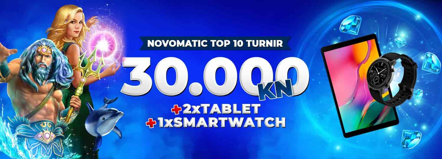 Novomatic Top10 turnir 30.000 KN, 2x Tablet, 1x SmartWatch