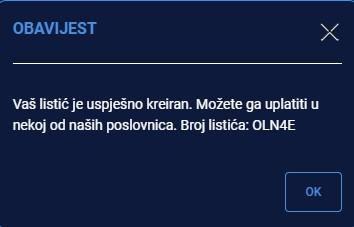 Admiral kladionica Express listić uplaćeno