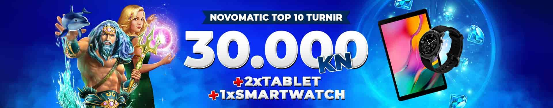 Novomatic Top10 turnir 30.000 KN, 2x Tablet, 1x SmartWatch